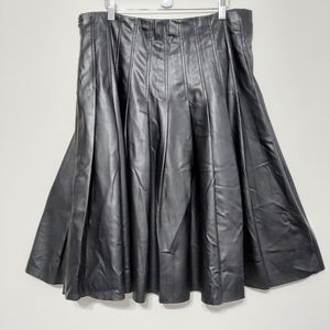 Hal Rubinstein Flared Vegan Leather Skirt